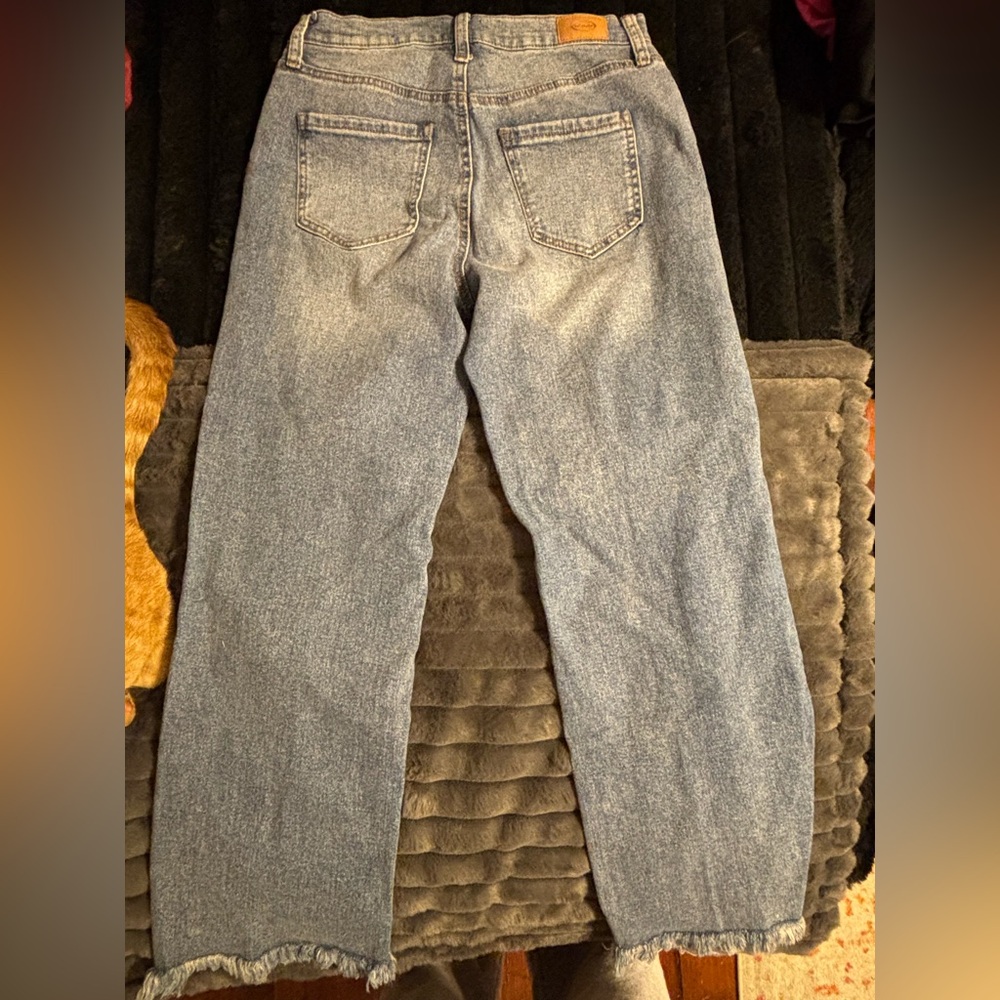 Stylish Distressed Blue Women's Cropped Jeans - Picture 3 of 6